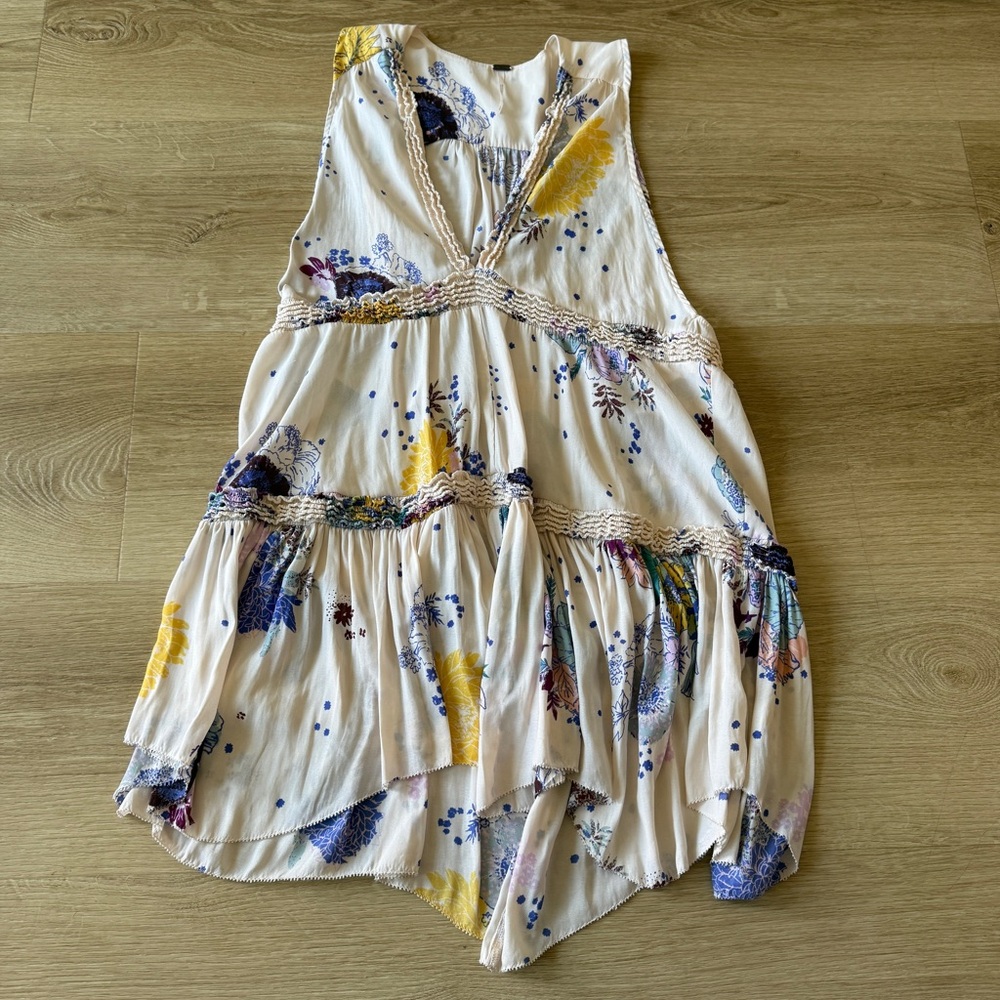 Free People Purple Haze Floral Tiered Tunic Top Size Small - Picture 5 of 11